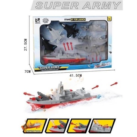 Set nave de razboi si avioane, Super army, sistem pullback, varsta 3 ani+