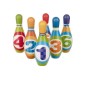 Set bowling copii, 5 popice, o minge, bumbac si poliuretan, multicolor