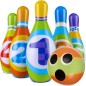 Set bowling copii, 5 popice, o minge, bumbac si poliuretan, multicolor