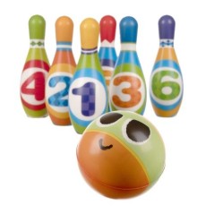 Set bowling copii, 5 popice, o minge, bumbac si poliuretan, multicolor