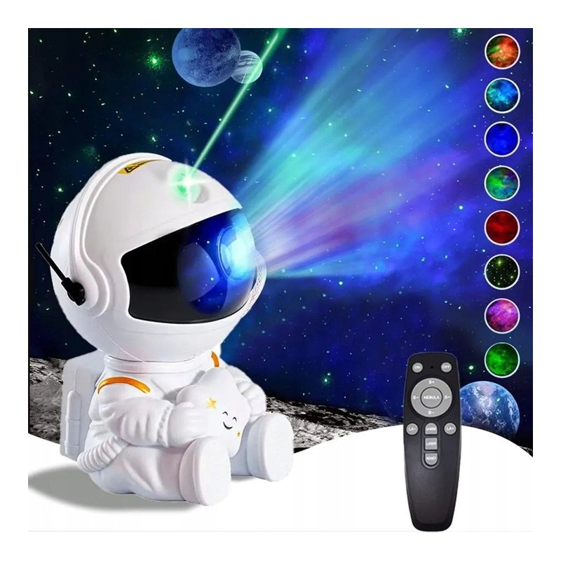 Proiector galaxie LED RGB si laser, control telecomanda, USB, 5W, forma astronaut