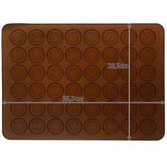 Forma din silicon pentru macaroons, 2 dimensiuni, 48 orificii, 38,5 x 28,5 x 0,3 cm, maro