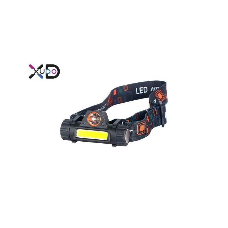 Lanterna frontala Xudo, 6000K, 2W, 4 moduri de iluminare, reincarcabila, 1200mAh, ABS, neagra