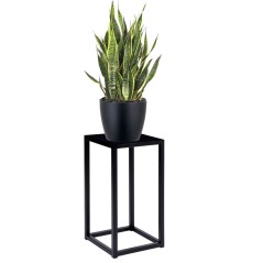 Stand suport din metal pentru plante, dreptunghiular, inaltime 40 cm, negru mat