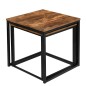 Set 2 masute de cafea Praven in stil rustic, maxim 150 kg, otel si placa laminata, negru/stejar