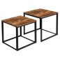 Set 2 masute de cafea Praven in stil rustic, maxim 150 kg, otel si placa laminata, negru/stejar