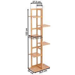 Suport de flori din bambus natural, model HERVEL, 7 rafturi, sarcina maxima 24.5 kg, lemn lacuit