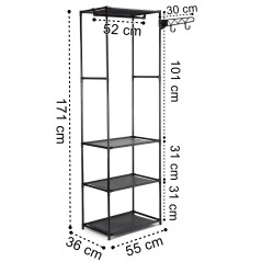 Suport metalic pentru haine si incaltaminte, utilizare universala, suporti genti, impermeabil, inaltime 171 cm