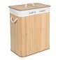 Cos de rufe din bambus, 2 compartimente, interior captusit, capacitate 100L, 60x52x32 cm, natural