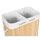 Cos de rufe din bambus, 2 compartimente, interior captusit, capacitate 100L, 60x52x32 cm, natural