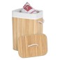 Cos de rufe cu capac, manere sustinere, inaltime 59 cm, 80 litri, interior textil, bambus natural