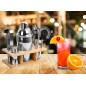 Set barman, 9 piese otel inoxidabil pentru preparare cocktail, suport bambus