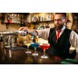 Set ustensile barman cu suport si 12 piese, CHESTER, pahar masura, cleste gheata, Cocktail Shaker 750 ml, bambus si otel