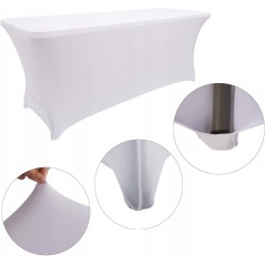 Husa masa catering, material elastic si impermeabil, alb, 180x75x74 cm