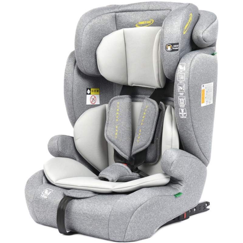 Scaun auto Porto, copii 76-150 cm, ISOFIX, I-Size, tetiera in 10 puncte, orientare in fata, gri inchis