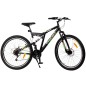 Bicicleta MTB full suspension, roti 26 inch, 21 viteze, frane mecanice pe disc, cric, far si stop