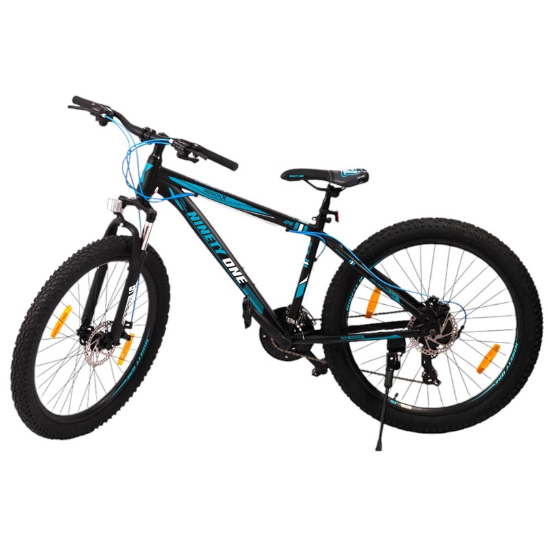 Bicicleta MTB, 26 inch, 21 de viteze, schimbator Shimano, cadru otel, frane pe disc, negru, turquoise