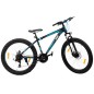 Bicicleta MTB, 26 inch, 21 de viteze, schimbator Shimano, cadru otel, frane pe disc, negru, turquoise