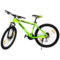 Bicicleta Mountain Bike, roti 26 inch, frana disc, cadru otel, schimbator Shimano, suspensii furca, verde neon