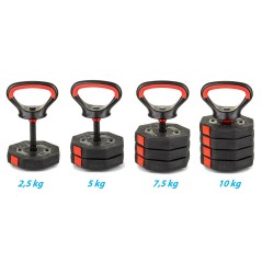 Kettlebell cauciucat reglabil EB Fit 10kg , maner ergonomic, negru