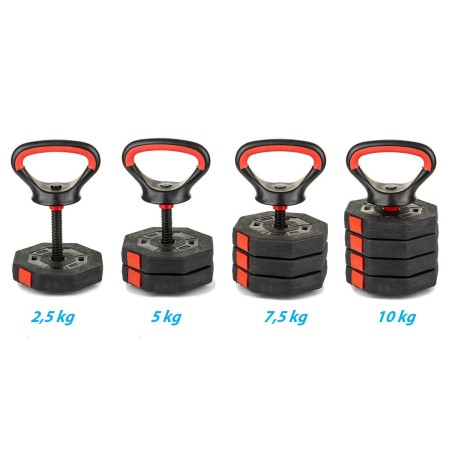 Kettlebell cauciucat reglabil EB Fit 10kg , maner ergonomic, negru