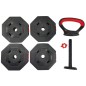 Kettlebell cauciucat reglabil EB Fit 10kg , maner ergonomic, negru