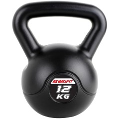 Kettlebell cauciucat Enero Fit 12kg , maner ergonomic, negru