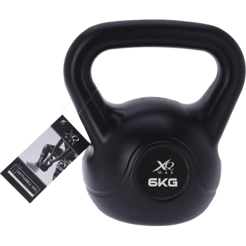 Kettlebell cauciucat XqMax 6kg , maner ergonomic, negru