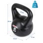 Kettlebell cauciucat Enero Fit 8kg , maner ergonomic, negru