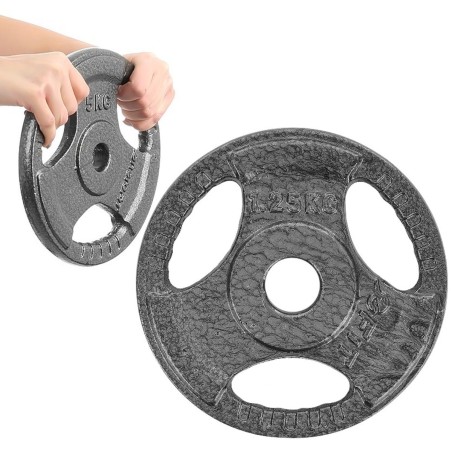 Disc fitness metal, multi-grip, 1,25kg, diametru 26,5mm, gri