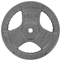 Disc fitness metal, multi-grip, 15kg, diametru 26,5mm, gri