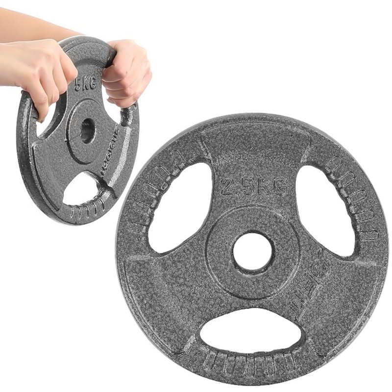 Disc fitness metal, multi-grip, 2,5kg, diametru 26,5mm, gri