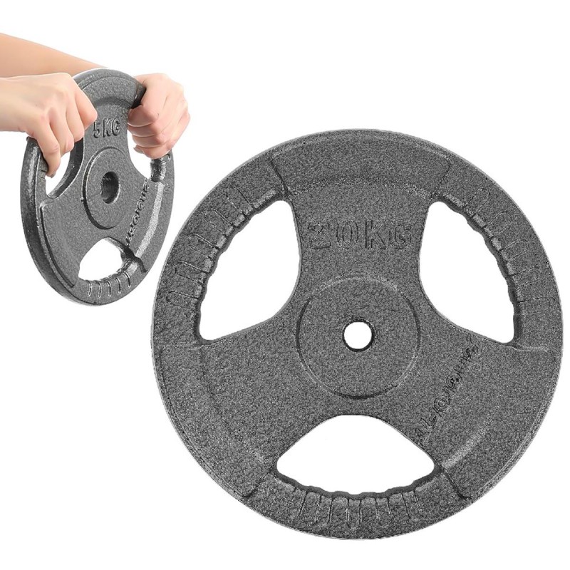 Disc fitness metal, multi-grip, 20kg, diametru 26,5mm, gri