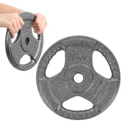 Disc fitness metal, multi-grip, 5kg, diametru 26,5mm, gri