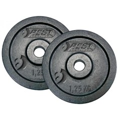 Set 2 discuri fitness metal 1,25kg, diametru 30mm, negru