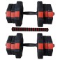 Set gantere si haltera Enero Fit 20kg, maner ergonomic, negru/rosu