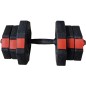 Set gantere si haltera Enero Fit 20kg, maner ergonomic, negru/rosu