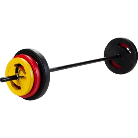 Haltera reglabila 20kg, greutati incluse, maner ergonomic, 130cm, metal/plastic, multicolor