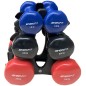 Set 6 gantere cauciucate Enero Fit, 12kg, maner ergonomic, suport inclus, multicolor