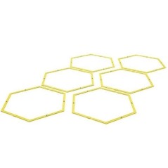 Set 6 cercuri fitness Dunlop pentru antrenament, pliabile, geanta inclusa, 65x57cm, galben