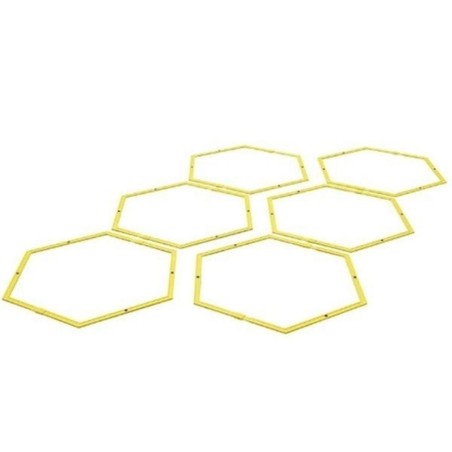 Set 6 cercuri fitness Dunlop pentru antrenament, pliabile, geanta inclusa, 65x57cm, galben