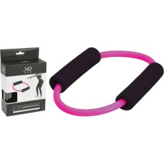 Extensor cu manere pentru exercitii fitness, multifunctional, manere ergonomice, 51cm, roz