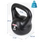 Kettlebell cauciucat 6kg, maner ergonomic, universal, negru