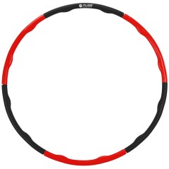 Cerc fitness Hula Hoop, 6 segmente, pliabil, multifunctional, 100cm, negru/rosu