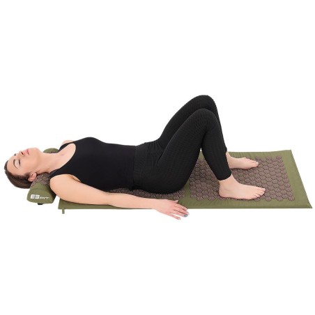 Saltea pentru antrenament yoga, perna masaj inclusa, impermeabila, 128x48x2cm, verde