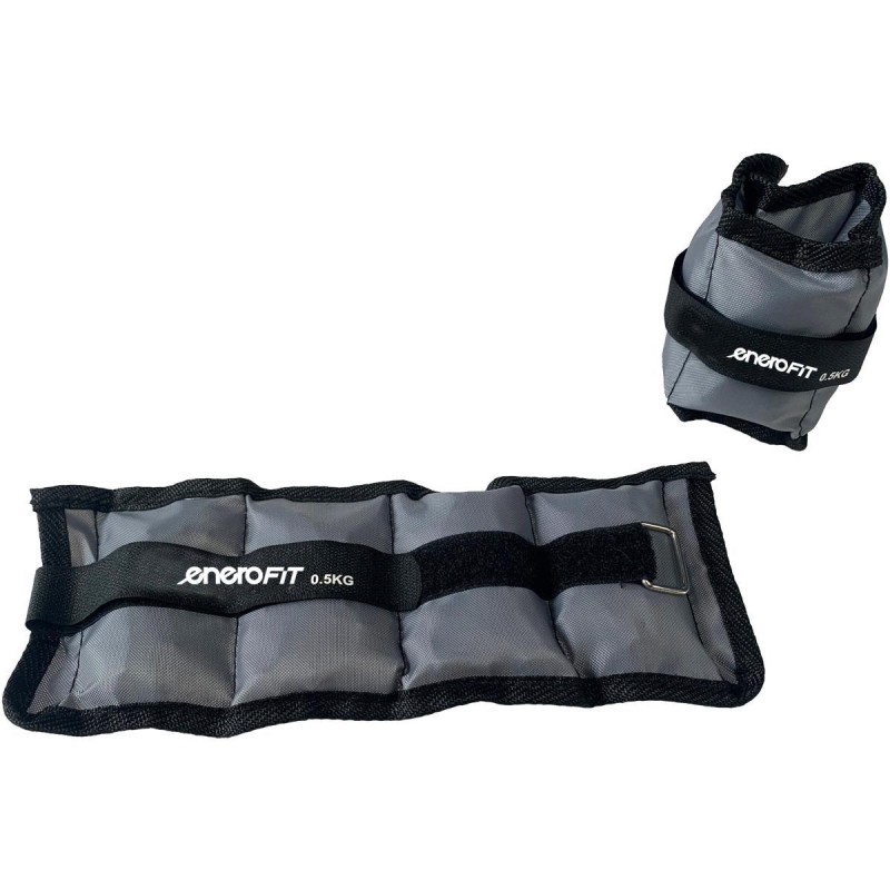 Set 2 greutati fitness Enero Fit mana/glezna 1kg, prindere velcro, multifunctionale, marime reglabila, gri