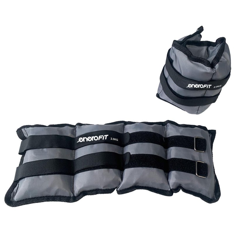 Set 2 greutati fitness Enero Fit mana/glezna 4kg, prindere velcro, multifunctionale, marime reglabila, gri