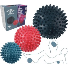 Set 3 mingi pentru masaj, universale, relaxeaza musculatura, 9/7/6cm, multicolor