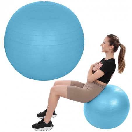 Minge fitness gonflabila 65cm, pompa inclusa, material aderent, sarcina maxima 100kg, bleu