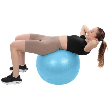 Minge fitness gonflabila 65cm, pompa inclusa, material aderent, sarcina maxima 100kg, bleu